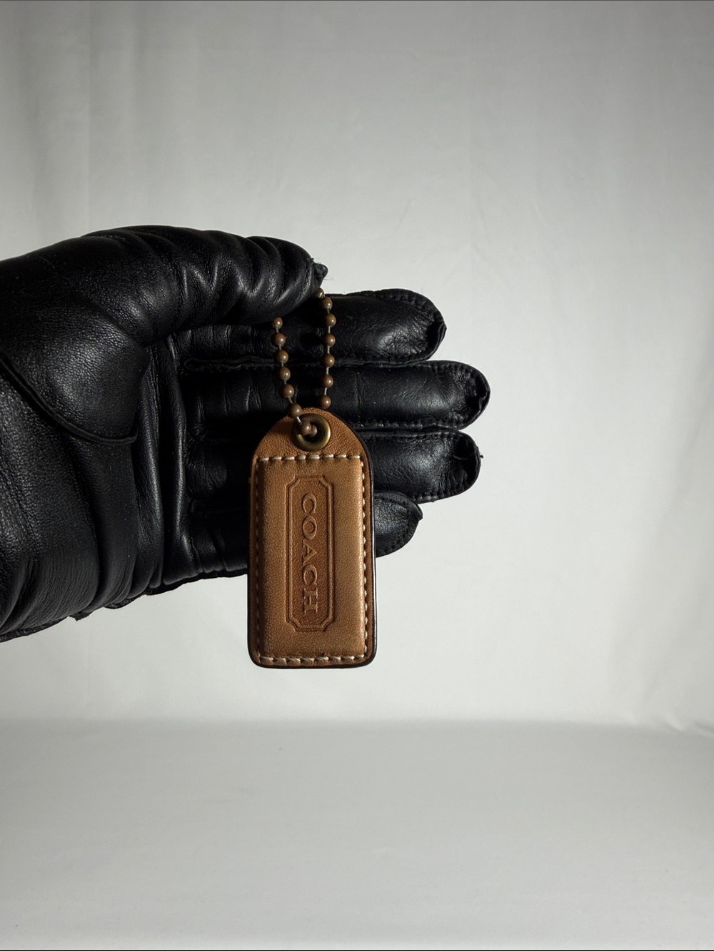 Coach Brown Leather Key Tag